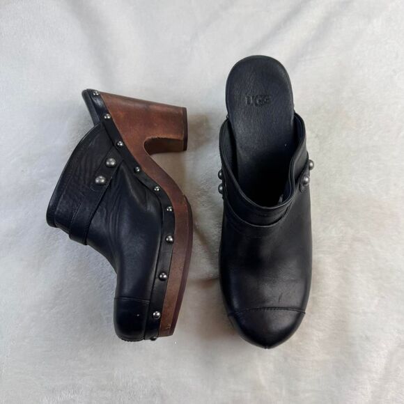 Vintage UGG Leather and Wood Clogs with Studs - Picture 1 of 6